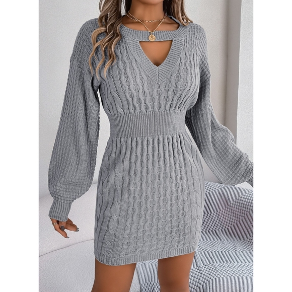 Lovely Rosetta Dresses & Skirts - Grey Round Neck Sweater Dress